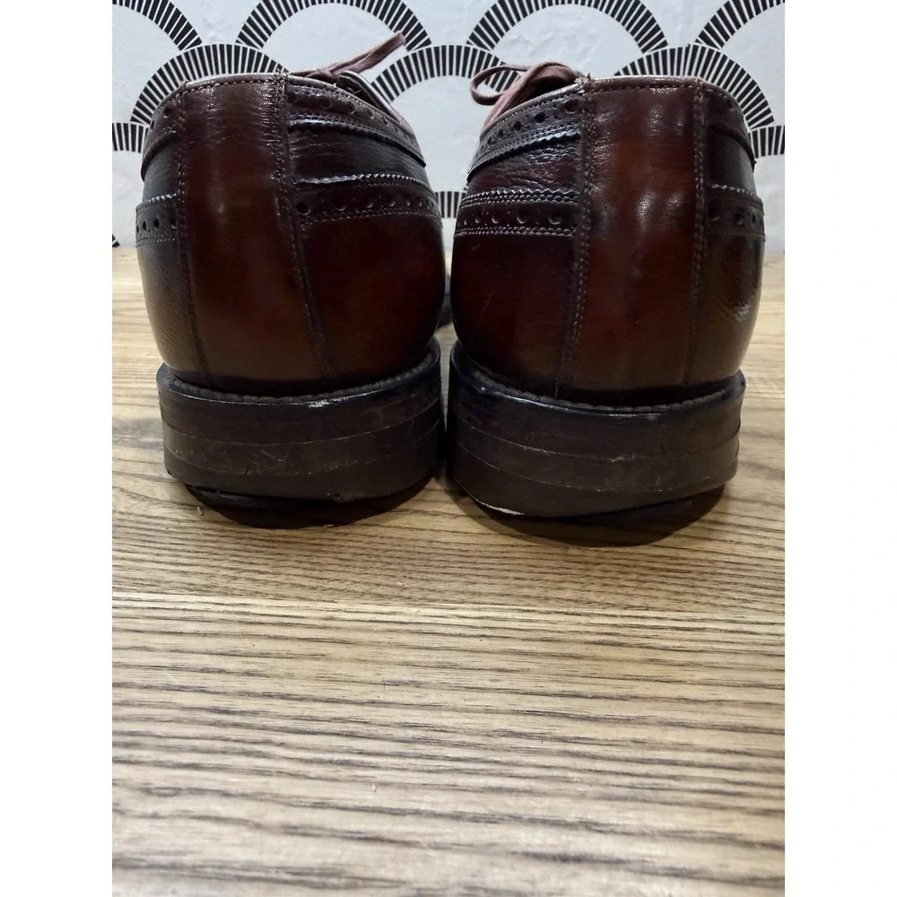 VTG Florsheim Royal Imperial Black Burgundy Leather Wingtip Dress Shoes Mens 12D